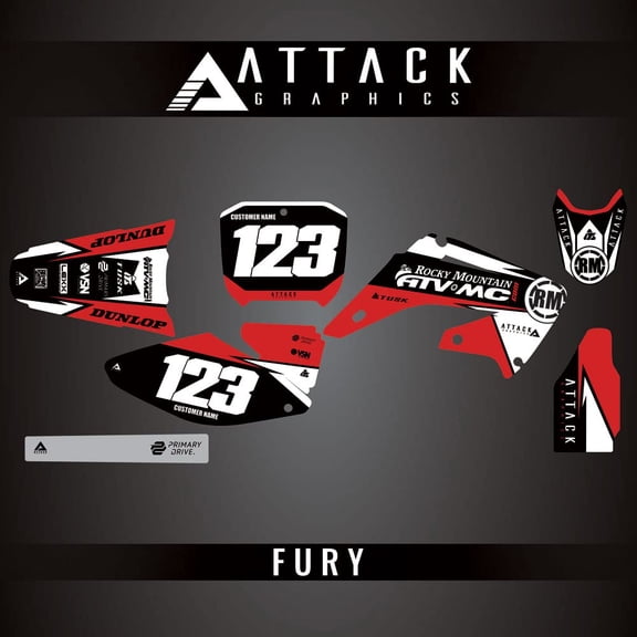 Attack Graphics Custom Fury Complete Bike Graphics Kit for Honda CR250R 2002