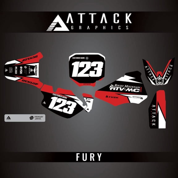Attack Graphics Custom Fury Complete Bike Graphics Kit for Honda CR80R Expert 2001