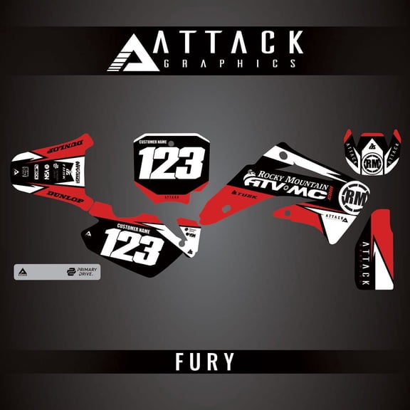 Attack Graphics Custom Fury Complete Bike Graphics Kit for Honda CR85R 2004