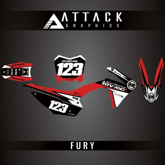 Attack Graphics Custom Fury Complete Bike Graphics Kit for Honda CRF110F 2013