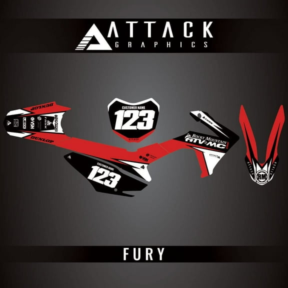 Attack Graphics Custom Fury Complete Bike Graphics Kit for Honda CRF125F 2015