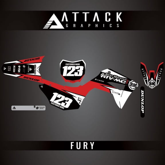 Attack Graphics Custom Fury Complete Bike Graphics Kit for Honda CRF125F 2020
