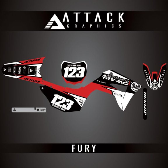 Attack Graphics Custom Fury Complete Bike Graphics Kit for Honda Crf125F (Big Wheel) 2023