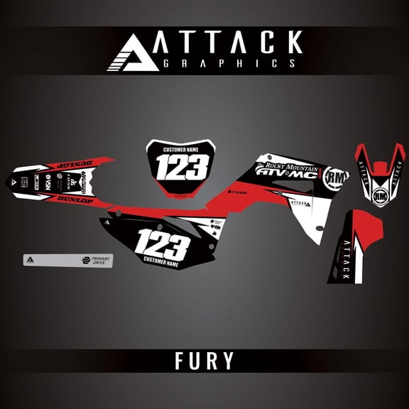 Attack Graphics Custom Fury Complete Bike Graphics Kit for Honda CRF250R 2021
