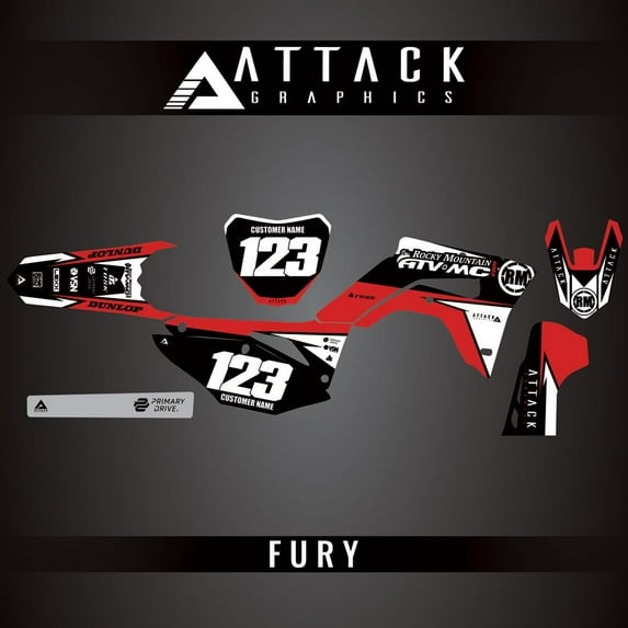 Attack Graphics Custom Fury Complete Bike Graphics Kit for Honda CRF250RX 2021