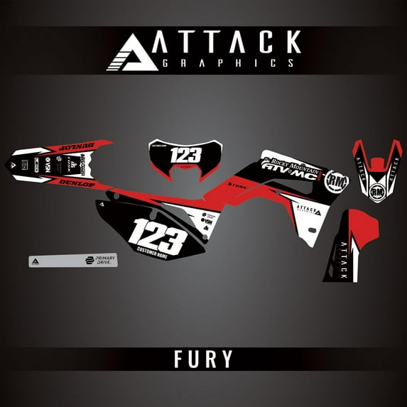 Attack Graphics Custom Fury Complete Bike Graphics Kit for Honda CRF450L 2019
