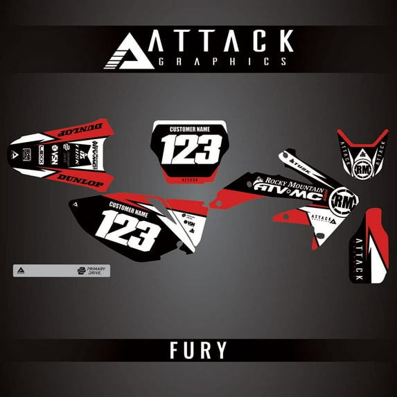 Attack Graphics Custom Fury Complete Bike Graphics Kit for Honda CRF450R 2006