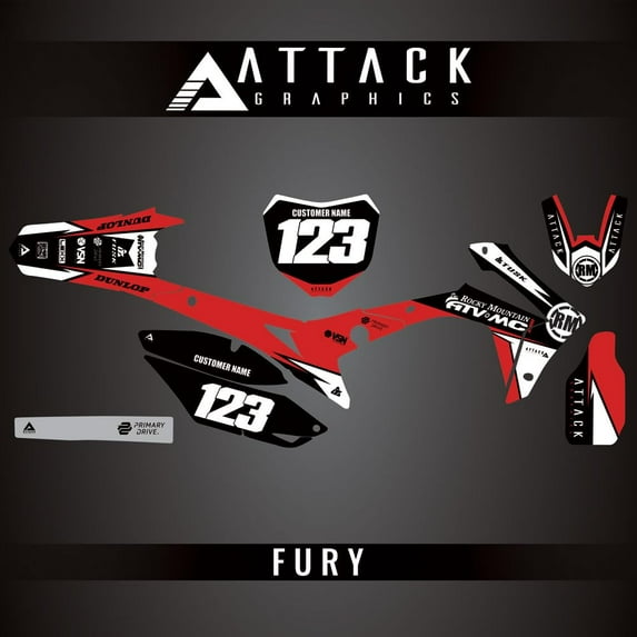 Attack Graphics Custom Fury Complete Bike Graphics Kit for Honda CRF450R 2015