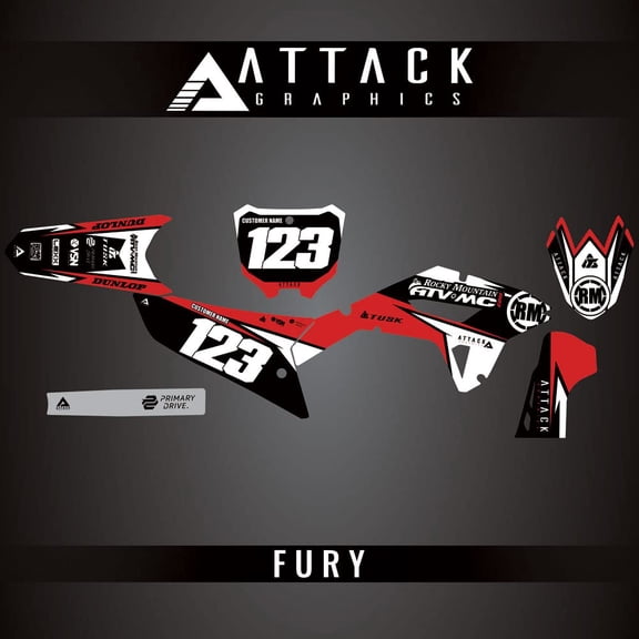 Attack Graphics Custom Fury Complete Bike Graphics Kit for Honda CRF450RX 2022