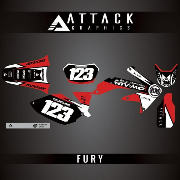 Attack Graphics Custom Fury Complete Bike Graphics Kit for Honda CRF450X 2009