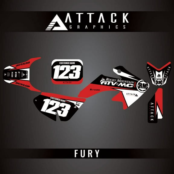 Attack Graphics Custom Fury Complete Bike Graphics Kit for Honda CRF50F 2009