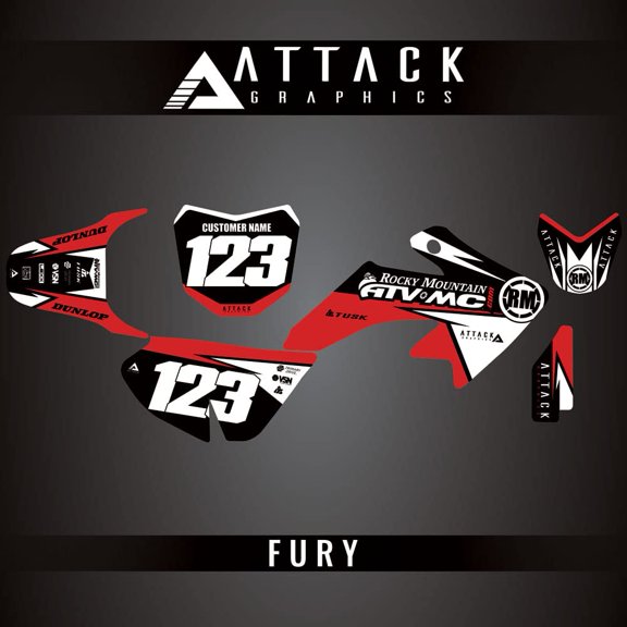 Attack Graphics Custom Fury Complete Bike Graphics Kit for Honda CRF50F 2013