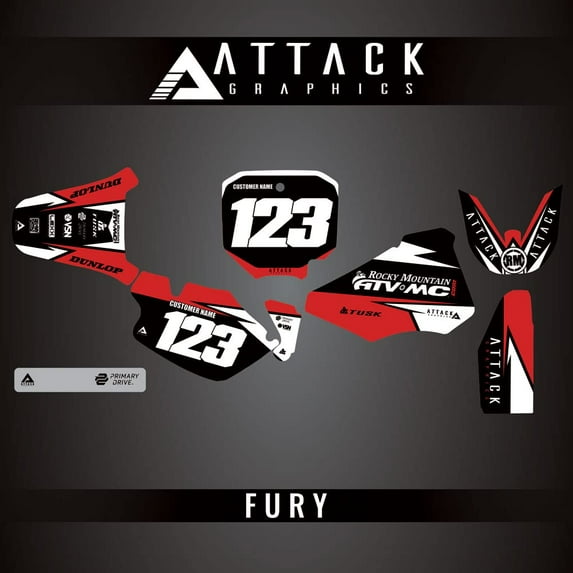 Attack Graphics Custom Fury Complete Bike Graphics Kit for Honda CRF50F 2014