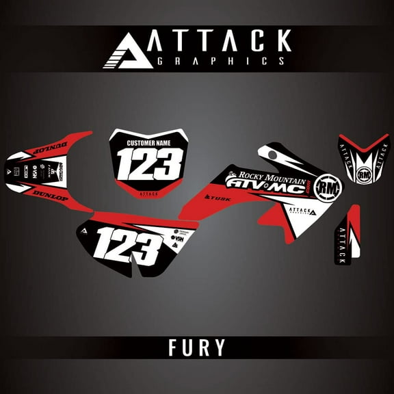 Attack Graphics Custom Fury Complete Bike Graphics Kit for Honda CRF50F 2019
