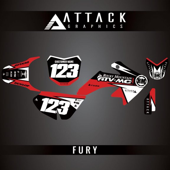 Attack Graphics Custom Fury Complete Bike Graphics Kit for Honda CRF50F 2023