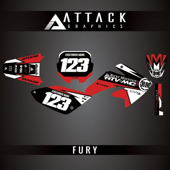 Attack Graphics Custom Fury Complete Bike Graphics Kit for Honda CRF70F 2012