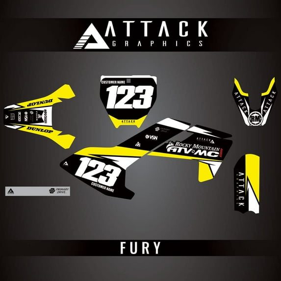 Attack Graphics Custom Fury Complete Bike Graphics Kit for Husqvarna TC 50 Mini 2020