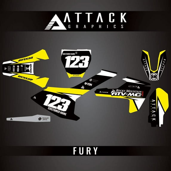 Attack Graphics Custom Fury Complete Bike Graphics Kit for Husqvarna TC 85 17/14 2019