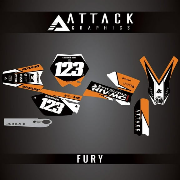 Attack Graphics Custom Fury Complete Bike Graphics Kit for KTM 105 SX 2007