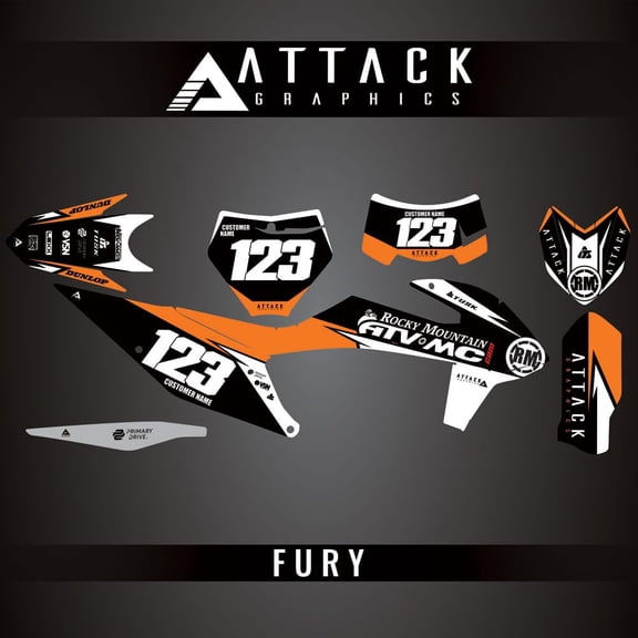Attack Graphics Custom Fury Complete Bike Graphics Kit for KTM 250 SX-F Troy Lee Designs 2021