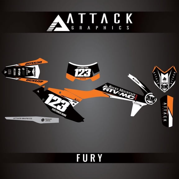 Attack Graphics Custom Fury Complete Bike Graphics Kit for KTM 350 EXC-F 2019