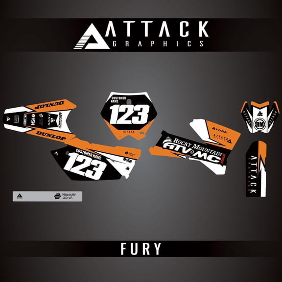Attack Graphics Custom Fury Complete Bike Graphics Kit for KTM 450 MXC 4-Stroke 2005