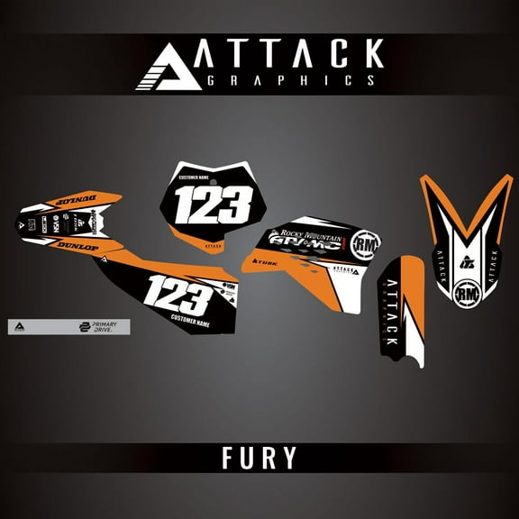 Attack Graphics Custom Fury Complete Bike Graphics Kit for KTM 50 SX Mini 2009