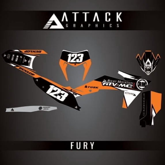 Attack Graphics Custom Fury Complete Bike Graphics Kit for KTM 500 EXC-F 2024