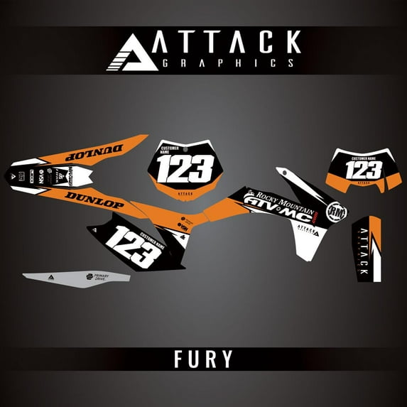 Attack Graphics Custom Fury Complete Bike Graphics Kit for KTM 500 XC-W 2012