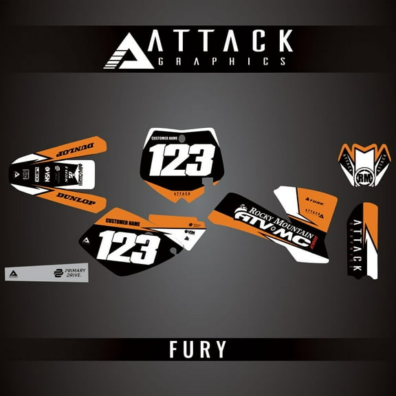 Attack Graphics Custom Fury Complete Bike Graphics Kit for KTM 65 SX 2006