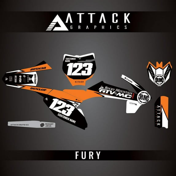 Attack Graphics Custom Fury Complete Bike Graphics Kit for KTM 65 SX 2018