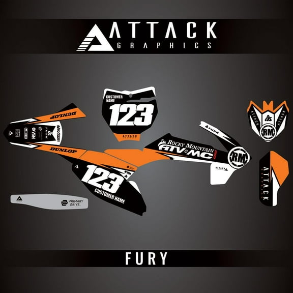 Attack Graphics Custom Fury Complete Bike Graphics Kit for KTM 65 SX 2020