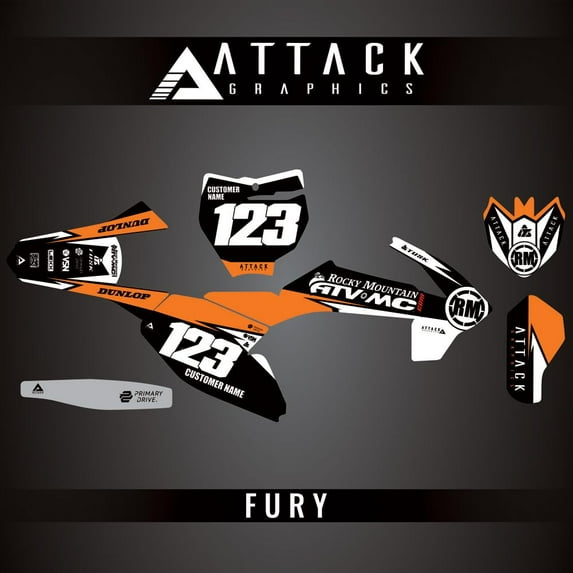 Attack Graphics Custom Fury Complete Bike Graphics Kit for KTM 65 SX 2023