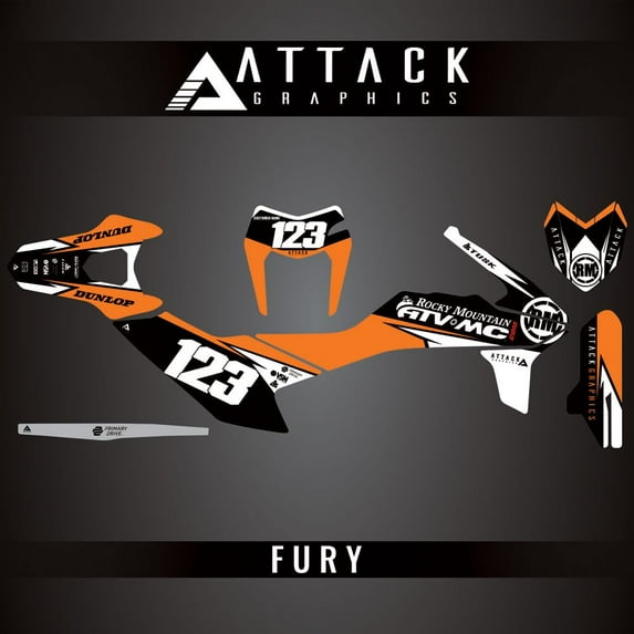 Attack Graphics Custom Fury Complete Bike Graphics Kit for KTM 690 Enduro R 2020