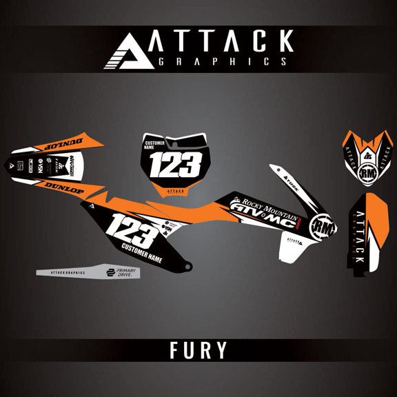 Attack Graphics Custom Fury Complete Bike Graphics Kit for KTM 85 SX 19/16 2023
