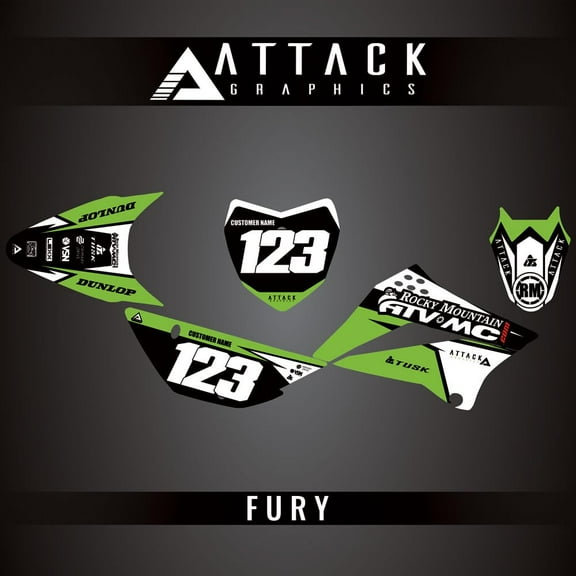 Attack Graphics Custom Fury Complete Bike Graphics Kit for Kawasaki KLX110 2015