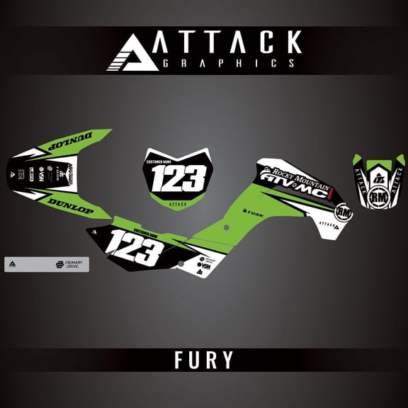 Attack Graphics Custom Fury Complete Bike Graphics Kit for Kawasaki KLX140L 2019