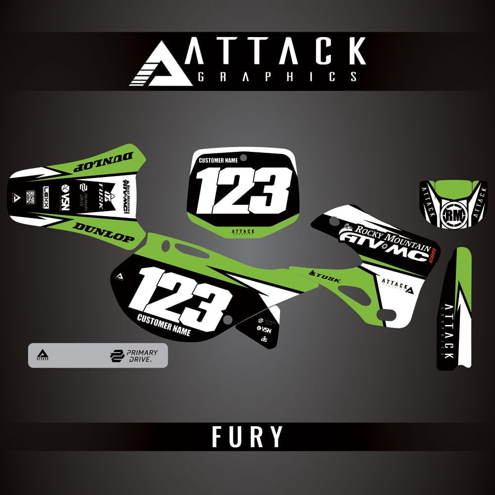 Attack Graphics Custom Fury Complete Bike Graphics Kit for Kawasaki ...
