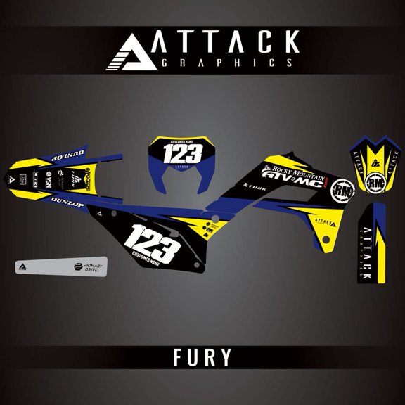 Attack Graphics Custom Fury Complete Bike Graphics Kit for Sherco 450 SEF Factory 2022