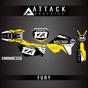 Attack Graphics Custom Fury Complete Bike Graphics Kit for Suzuki RM125 2003