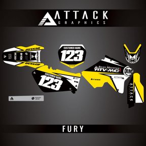 Attack Graphics Custom Fury Complete Bike Graphics Kit for Suzuki RM125 2006