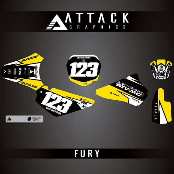 Attack Graphics Custom Fury Complete Bike Graphics Kit for Suzuki RM85L 2012