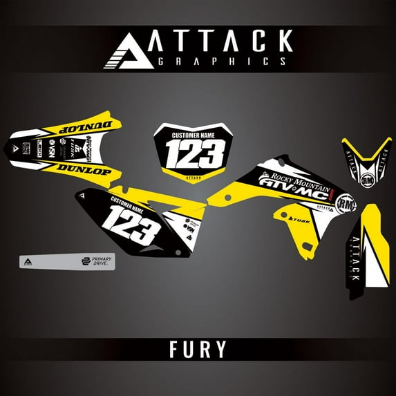 Attack Graphics Custom Fury Complete Bike Graphics Kit for Suzuki RMZ250 2017