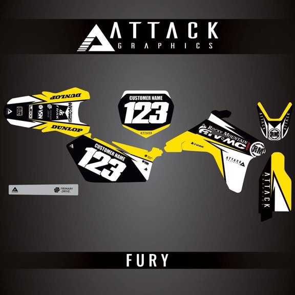 Attack Graphics Custom Fury Complete Bike Graphics Kit for Suzuki RMZ450 2006