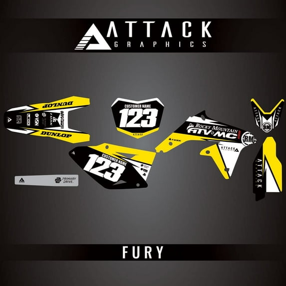 Attack Graphics Custom Fury Complete Bike Graphics Kit for Suzuki RMZ450 2017