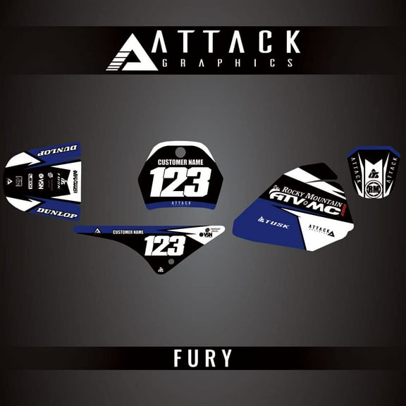 Attack Graphics Custom Fury Complete Bike Graphics Kit for Yamaha PW80 YZinger 1997