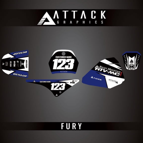 Attack Graphics Custom Fury Complete Bike Graphics Kit for Yamaha PW80 YZinger 1999