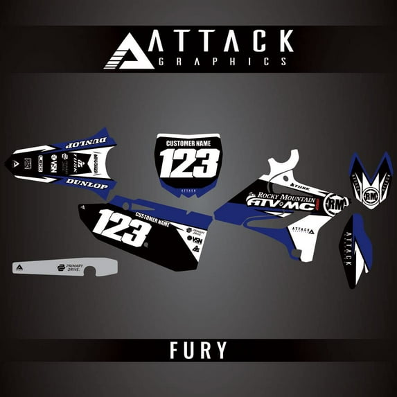 Attack Graphics Custom Fury Complete Bike Graphics Kit for Yamaha YZ250X 2020