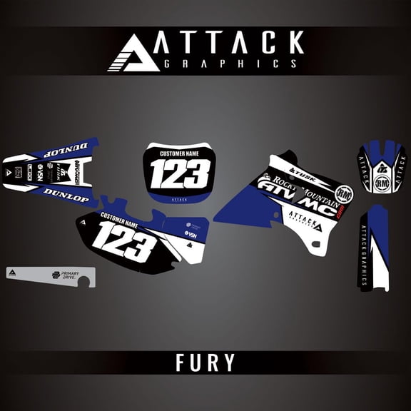 Attack Graphics Custom Fury Complete Bike Graphics Kit for Yamaha YZ426F 2001