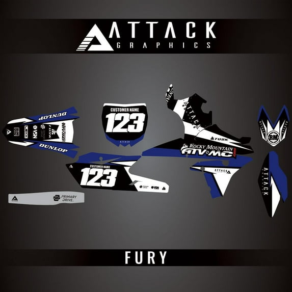 Attack Graphics Custom Fury Complete Bike Graphics Kit for Yamaha YZ450FX 2017